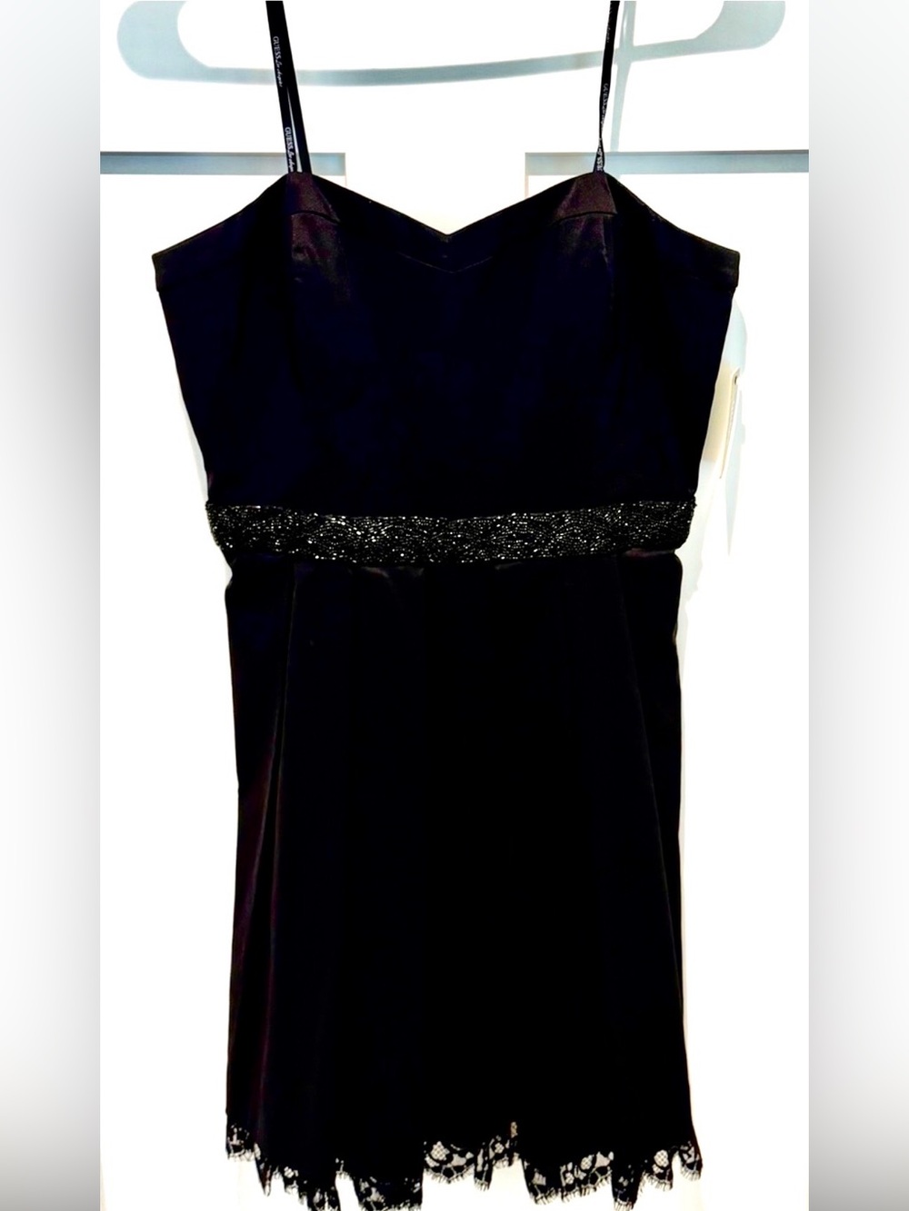 Guess Black Beaded Waist Spaghetti Strap Dress